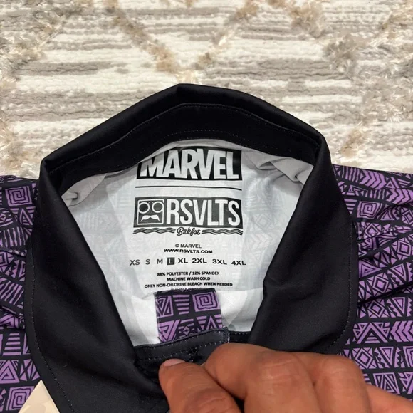 RSVLTS X Marvel Black Panther Wakanda Forever Performance Polo Large New Rare